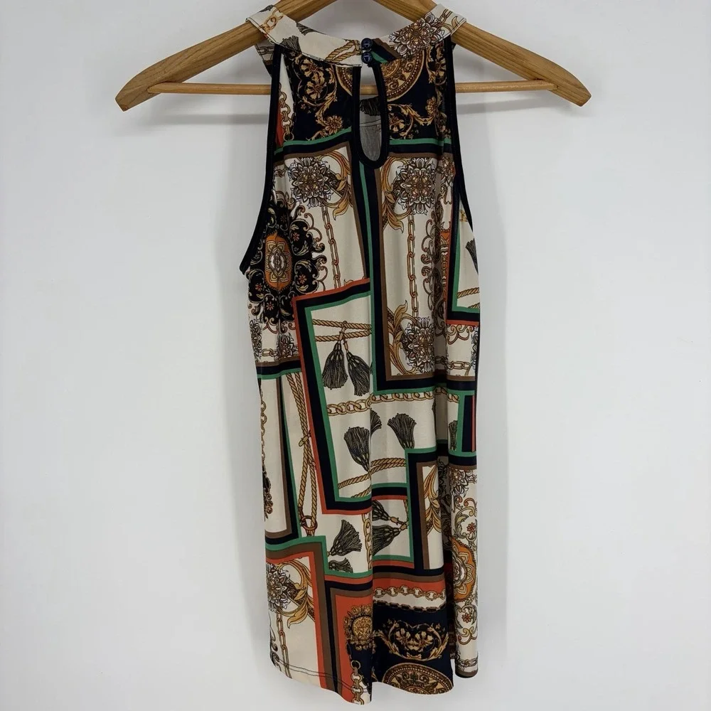 Lavish Sleeveless Tank Blouse S Old Money Maximalist Corporate Career Work Retro